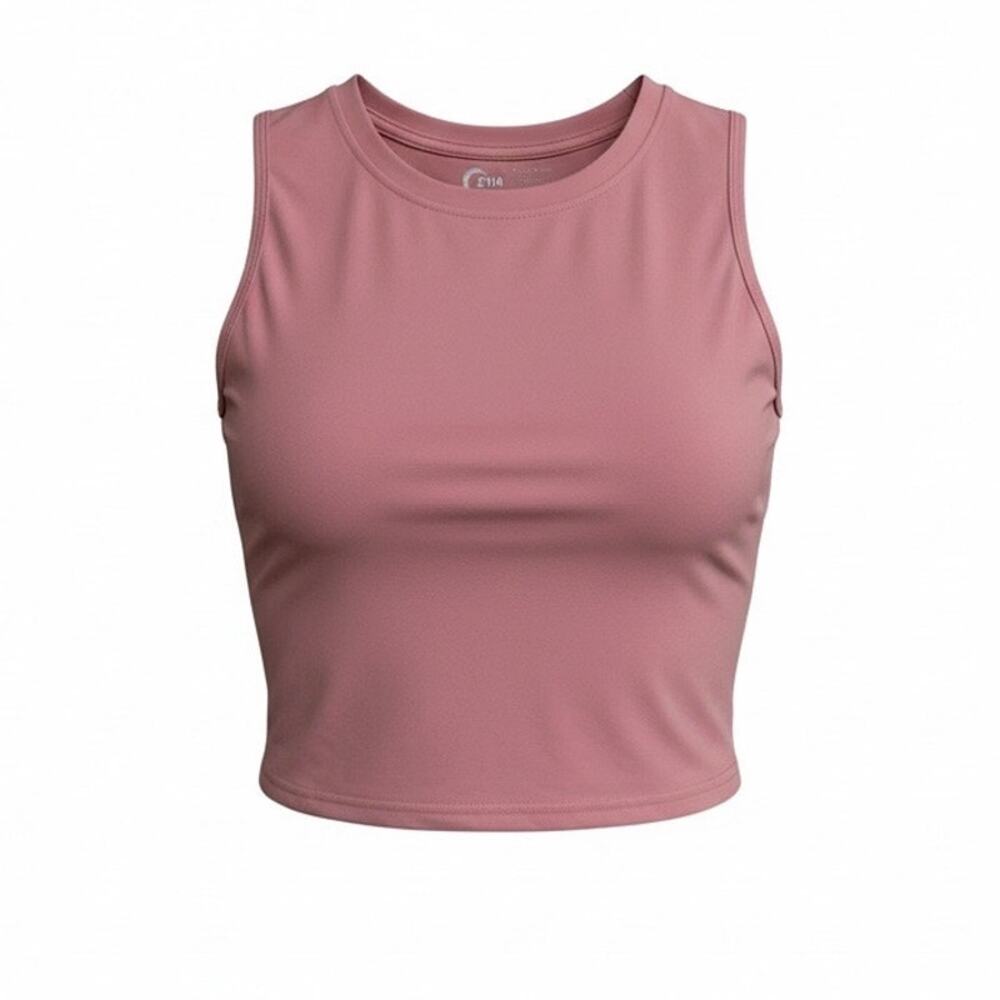 Zyia Active Muted Pink Hi-Neck Stronger Cropped Tank‎ Top Size XXL